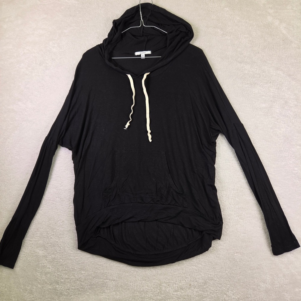 Acemi Black Lightweight Dolman Sleeve Hoodie Kangaroo Pocket Top Medium